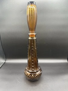 Vintage Decanter  Tall 17" Amber Art Glass Genie Bottle Portugal - Picture 1 of 6