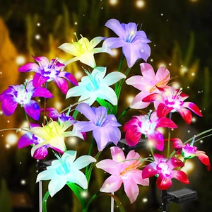 Solar Garden Lights, Solar Lights Outdoor with Enlarged Lily Flowers, Color Chan - Picture 1 of 12