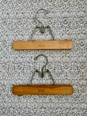 Set of 2 Vintage (10") Wooden and Metal Setwell Pants Skirt Hangers - Image 1 of 2