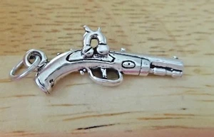 1 Dije de pistola de duelo de plata esterlina 3D 27x12 mm ¡antiguo! - Imagen 1 de 4