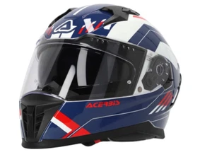 STRADA ACERBIS X-WAY GRAPHIC Full Motorcycle Helmet White Blue Red - Picture 1 of 4