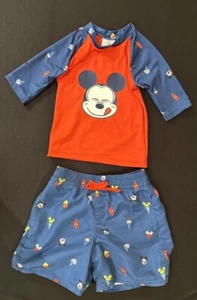 Disney Store Mickey Mouse Swim Set Rash Guard and Shorts Boys Size 4 Ice Cream - Picture 1 of 20
