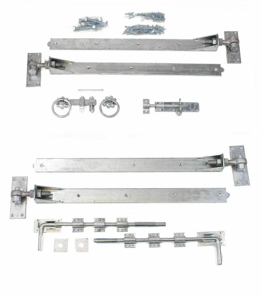 Adjustable 18" Hook & Band Double Gate Hinge Set Galvanised For Driveways Sheds - Image 1 of 1