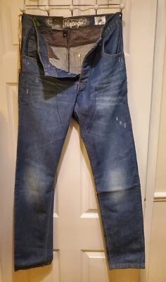 Pantalones de mezclilla para hombre Eto EM158 de ajuste ajustado lavado con piedras W28 L32 Foto 1 de 4