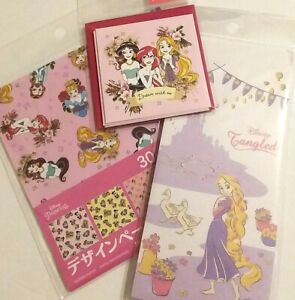 Disney Daiso Japan Princess Oragami Craft Paper, Mini Cards, Envelopes NEW Lot 3