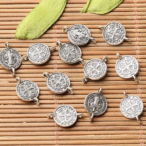 Tibetan silver plated jesus round 2 holes connectors 30pcs EF3532 - Picture 1 of 1