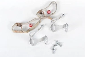 REG Bicycle Toe Clips And REG Leather Straps & REG Red End Caps - Picture 1 of 12