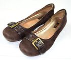 Ecco Brown Suede Flats Buckle Slip On Casual Women's Us Size 8-8.5 Euro 39