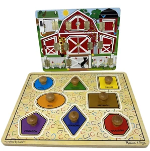 Lote de 2 formas de perilla jumbo Melissa and Doug y rompecabezas de granja Hide & Seek - Imagen 1 de 21