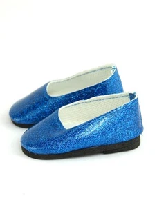 Royal Blue Bright Glitter Slip-on Flats Shoes fits American girl dolls - Picture 1 of 1