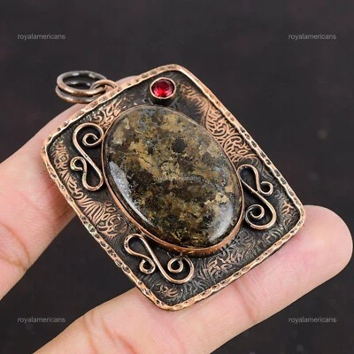 Bronzite Gemstone Mozambique Garnet Engagement Mother Handcrafted Pendant Copper - Image 1 of 4