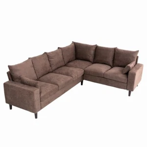 Jumbo L-Shape Sectional Sofa Couch Corner Sofa Seat Modern Linen Fabric 100*80'' - Picture 1 of 68