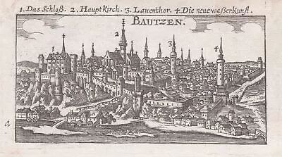 Bautzen Sachsen Ansicht Kupferstich Engraving Riegel 1690 • 23.99€