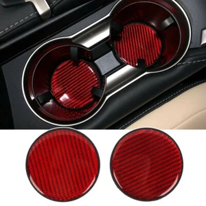 2PCS Real Carbon Fiber Car Cup Holder Slot Pad Water Cup Non-Slip Mat Accessoies - Picture 1 of 12