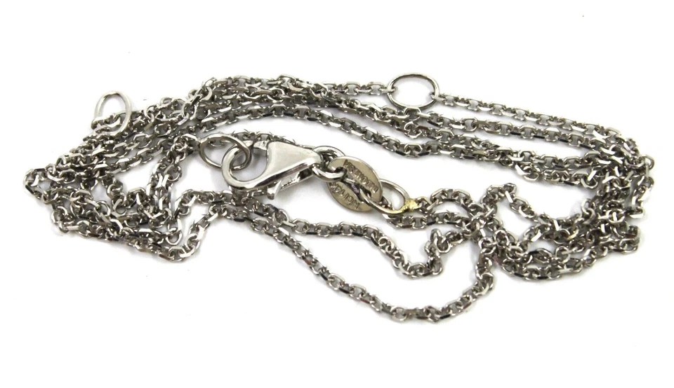 14K Solid White Gold Dainty Vine Cable Chain 1mm Thin Necklace 15.5 - 17.5"in - Image 1 of 4