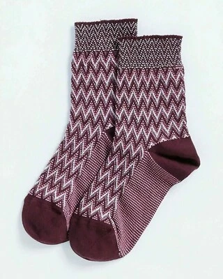 🆕️ MISSONI ETIQUETA NARANJA Borgoña ZIGZAG CHEVRON Algodón Lurex Calcetines al Tobillo S M L Foto 1 de 4