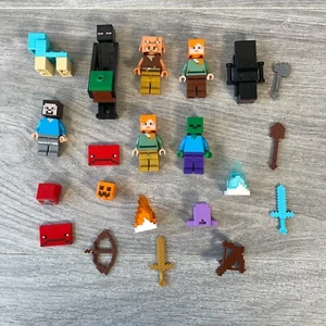 Original LEGO Minecraft Minifiguras Paquete Steve Zombie Armas Buen Estado - Imagen 1 de 10
