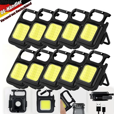 1-10x COB Taschenlampe Wiederaufladbare Schlüsselanhänger Licht Magnet LED Lampe - Bild 1 von 4