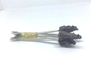 Antique Rare UNIQUE Hand Carved Vintage 6 Pieces fork Copper Elephant India 3.5  - Picture 1 of 10