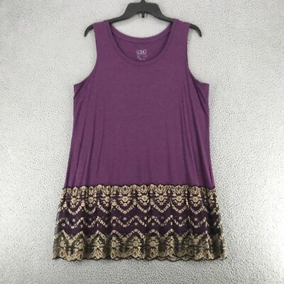 Vestido sin mangas con dobladillo de encaje púrpura LOGO Lori Goldstein para mujer talla L Foto 1 de 4