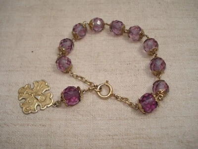 Dizainier Ancien Rosaire /Chapelet de Communion Argent doré - Photo 1/4