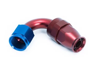 PTFE Alu Fitting Dash 6 / -6 AN / JIC 6 Anschluss 120° Blau/Rot eloxiert - Picture 1 of 8