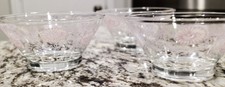 New listing
Set Of Three Pink Floral Etched Todd Dessert Glass Dishes