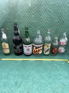 Antique Soda Bottle Lot (7). Burns, Clicquot, Dads, Sun Spot, Vincent’s, Etc - Bild 1 von 6