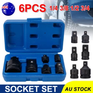 6Pcs Socket Set Impact Adapter And Reducer Driver Wrench 1/2 to 3/8 3/4 Tool Kit - Picture 1 of 12