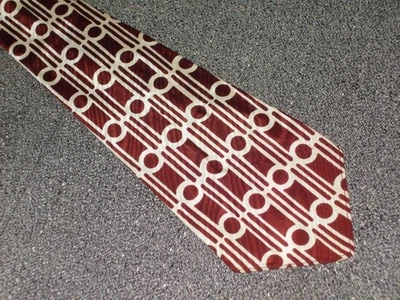 Corbata de cuello vintage de 1940 sin forro para hombre - Resilio - marrón y marfil - ¿acetato? Foto 1 de 4