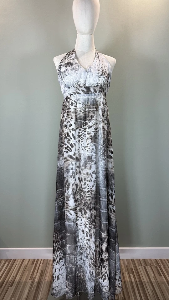 Maxi Vestido Para Mujer Roberto Cavalli Vintage Seda Estampado Animal Talla S Foto 1 de 4