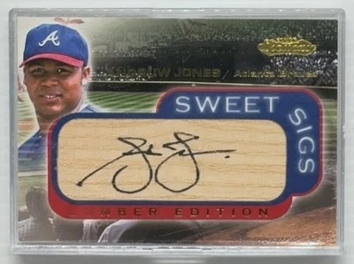 Fleer Showcase Sweet Sigs Andruw Jones 2001 automático edición madera reliquia de murciélago casi nuevo+ Foto 1 de 2