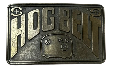 Vintage Hog Belt Belt Buckle Brass Charles City Iowa Veterinarian Salsbury Labs - Image 1 of 4