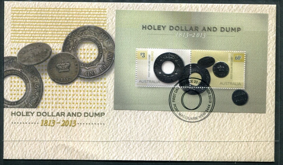 Australia 2013 'HOLEY DOLLAR AND DUMP'  Minisheet FDC - Image 1 of 1