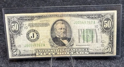 1934A $50 Fifty Dollar Federal Reserve Note Kansas City - Image 1 of 2