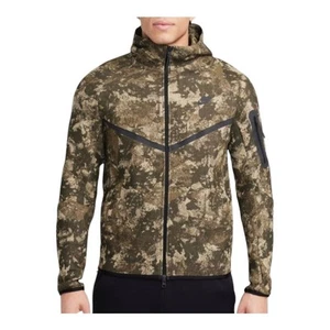 Nike Tech Windrunner Fleece Full-Zip Hoodie Black Olive Mens XLarge HV5055-276  - Picture 1 of 7