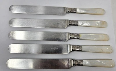 Vintage 1834 J Russel Knife Co Mother Of Pearl Handle Knives Qty 5 Foto 1 de 4