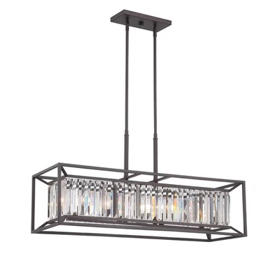 Lámpara de araña lineal Linares de 4 luces, bronce vintage, 87438-VB Foto 1 de 4