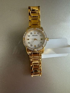 Bulova Diamond Accent Gold-Tone Ladies Watch 26mm 98R165 Not Working - Picture 1 of 6