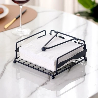 Rustic style wrought iron tissue holder hotel dining table napkin storage - Image 1 of 4