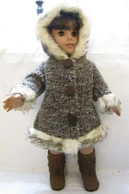 Conjunto de abrigo con capucha de piel marrón se adapta a muñeca niña 18 pulgadas vendedor de ropa lsful Foto 1 de 3