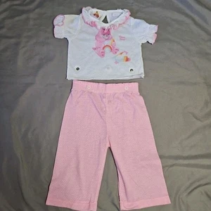 Vintage USA Care Bears Cheer Bear rosa Rüschen 12 Monate 2 Stück - Bild 1 von 7