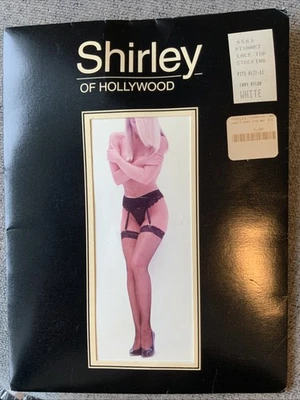 Shirley Of Hollywood White Fishnet Lace Top 100%  Nylon Stockings Sexy - Image 1 of 4