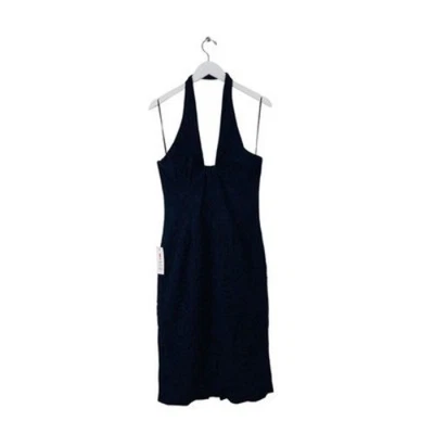 Bardot Riviera Crossover Cutout Halter Midi Lace Navy Blue Dress Size M NWT - Image 1 of 3