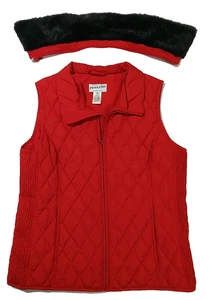 Pendleton Acolchado Abajo Mezcla Chaleco Chaqueta Extraíble Imitación Piel Cuello Med Rojo - Imagen 1 de 9