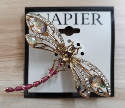 NWT Napier Gold Tone Simulated Abalone and Crystal Dragonfly Pin - Image 1 of 4