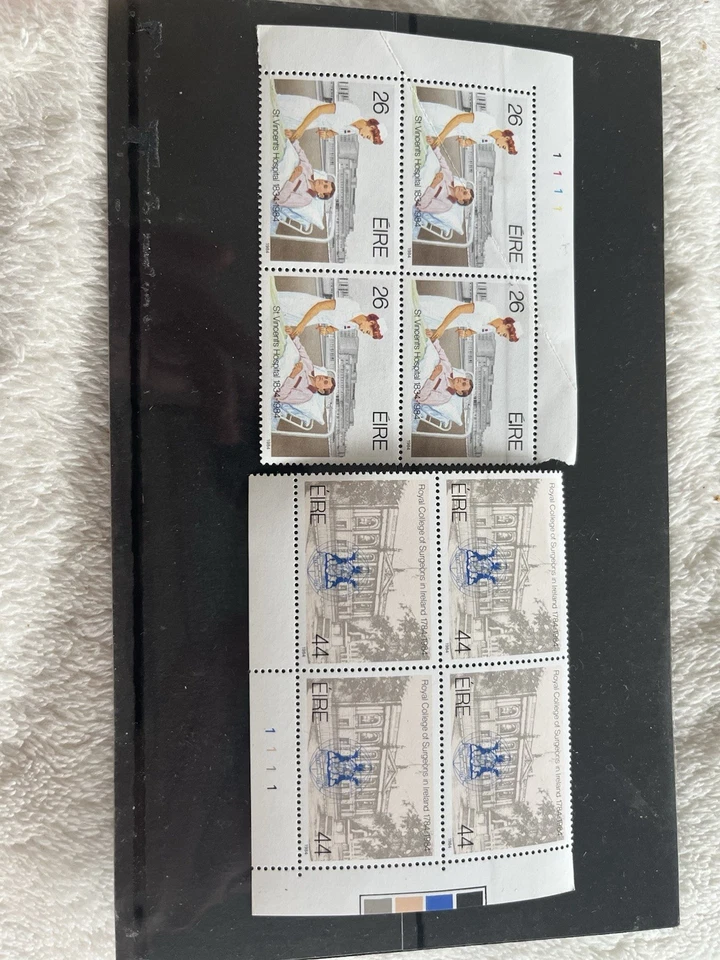 IRELAND 1984 Plate Block medical Stamps Royal Collage Of Surgeons St Vincent’s - Image 1 of 3