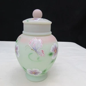 Fenton Lotus Mist Burmese Hand Painted Temple Jar Special Order LE 2005 W1183 - Picture 1 of 10