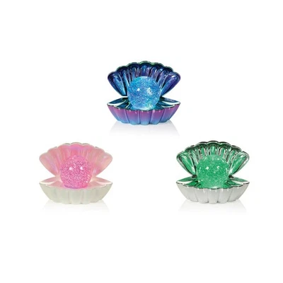 PREMIER DECORATIONS Clam Shell Water Spinner RGB LED Lights 18cm Pearl, Petroleum or Chrome LB251701