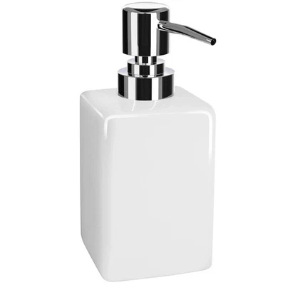 Nuscen White Soap Dispenser,300ml Hand Wash Dispenser, Square Ceramic Hand Soap